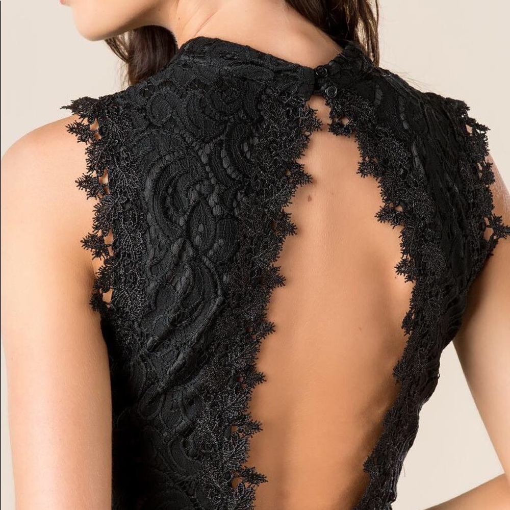 FRANCESCAS Black Lace Open Back Dress Size S